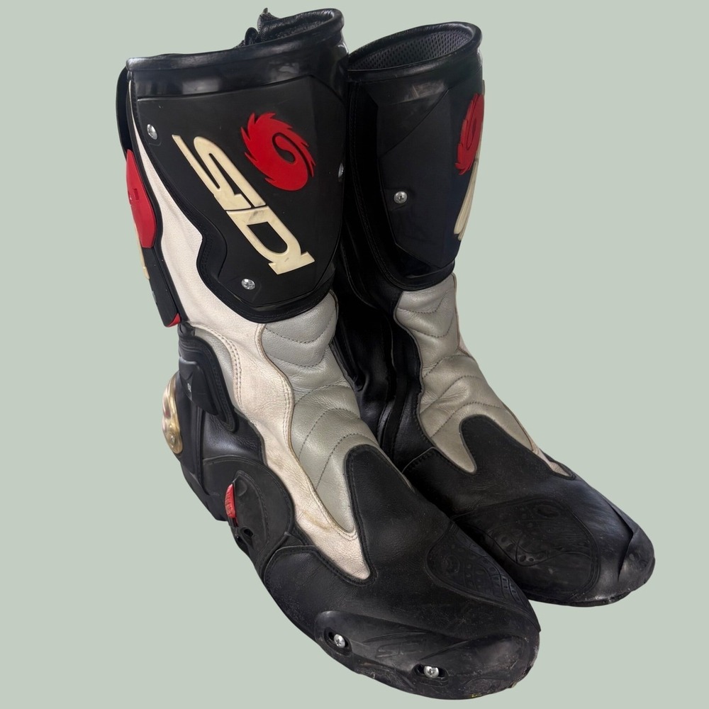 Sidi Vertigo Motorcycle Racing Boots Black White Red Mens Size 14 EUR 49